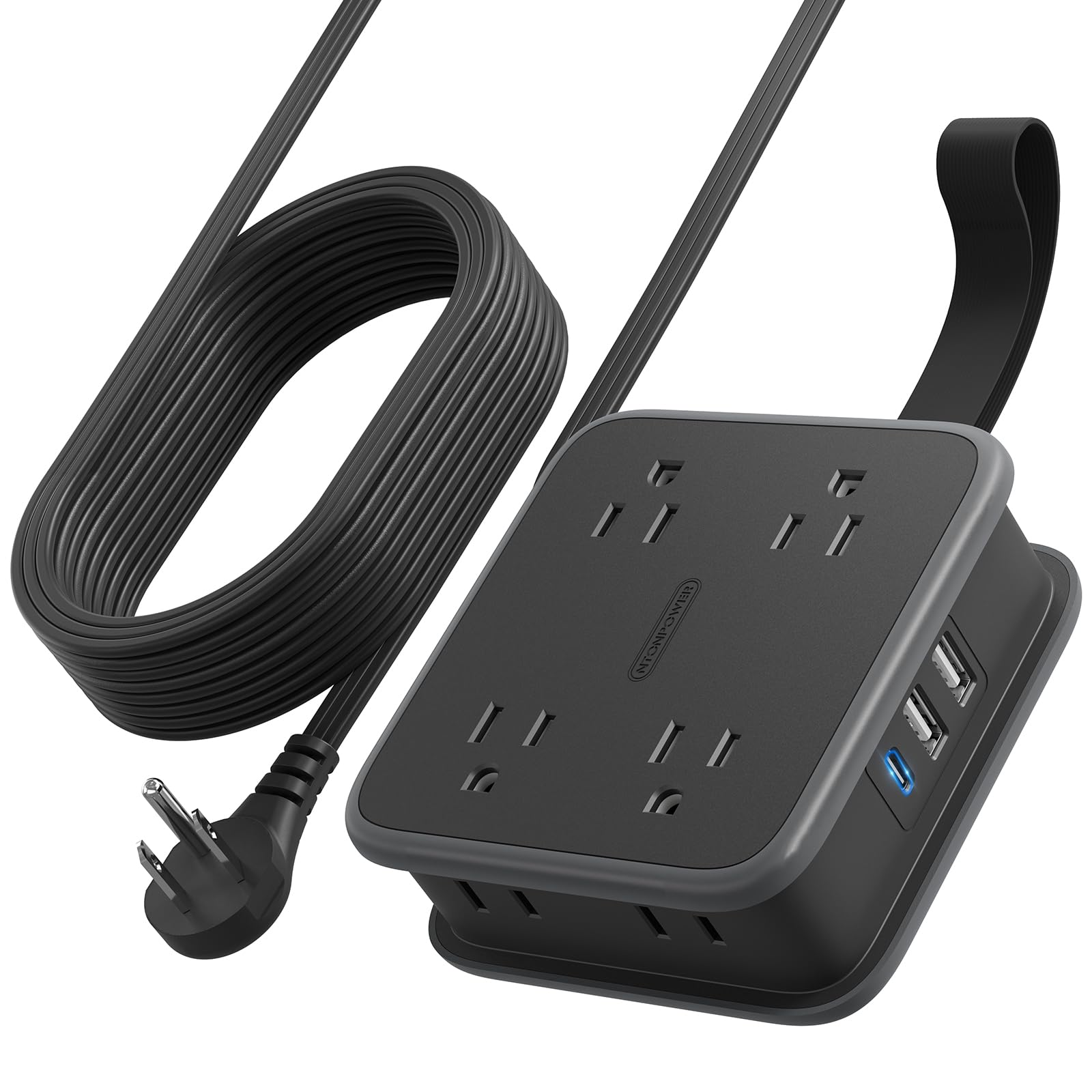 Amazon.com: Flat Extension Cord Power Strip with 8 Widely Outlets